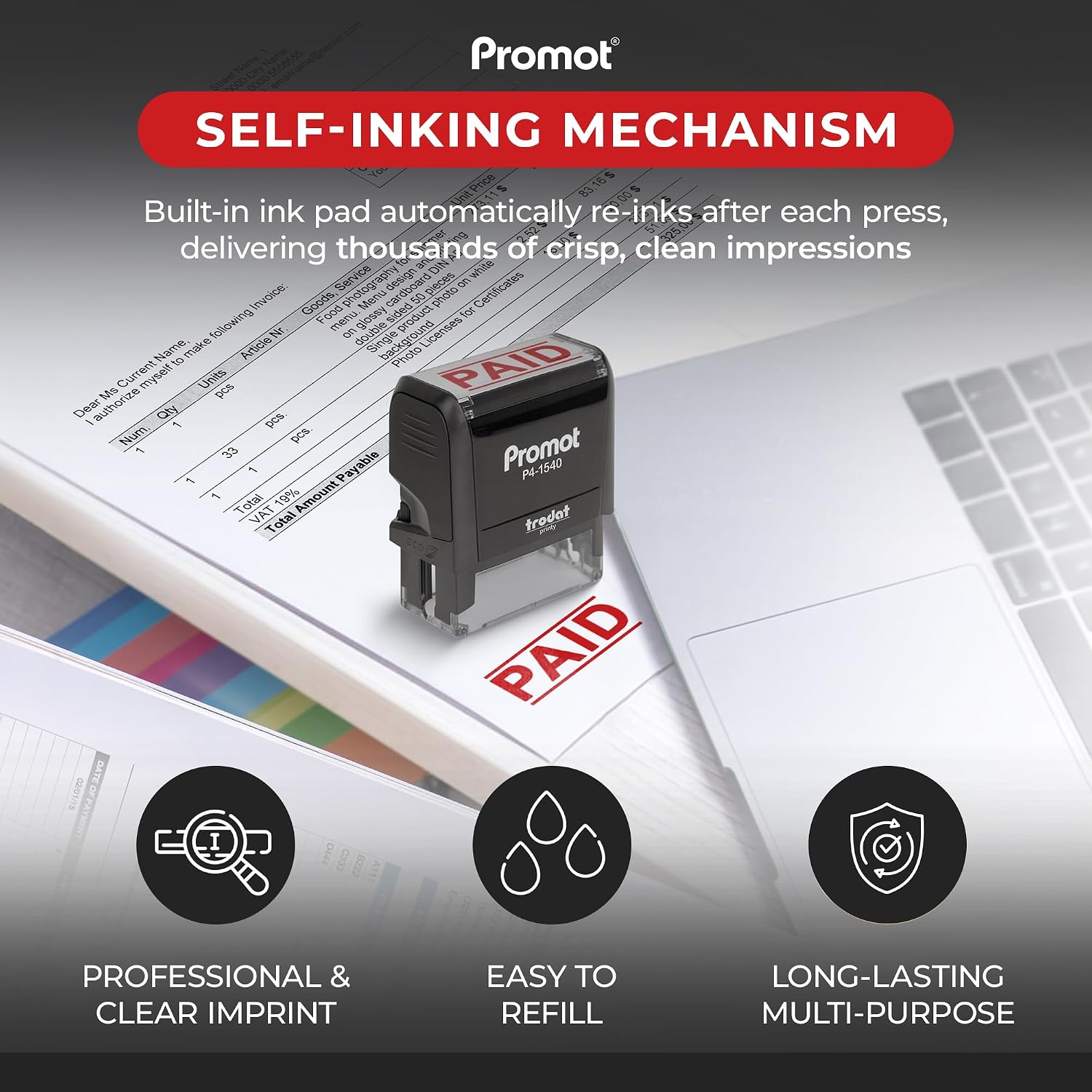 Self-Inking Paid Stamp Refilla - Self Inking Stamp recension och pris