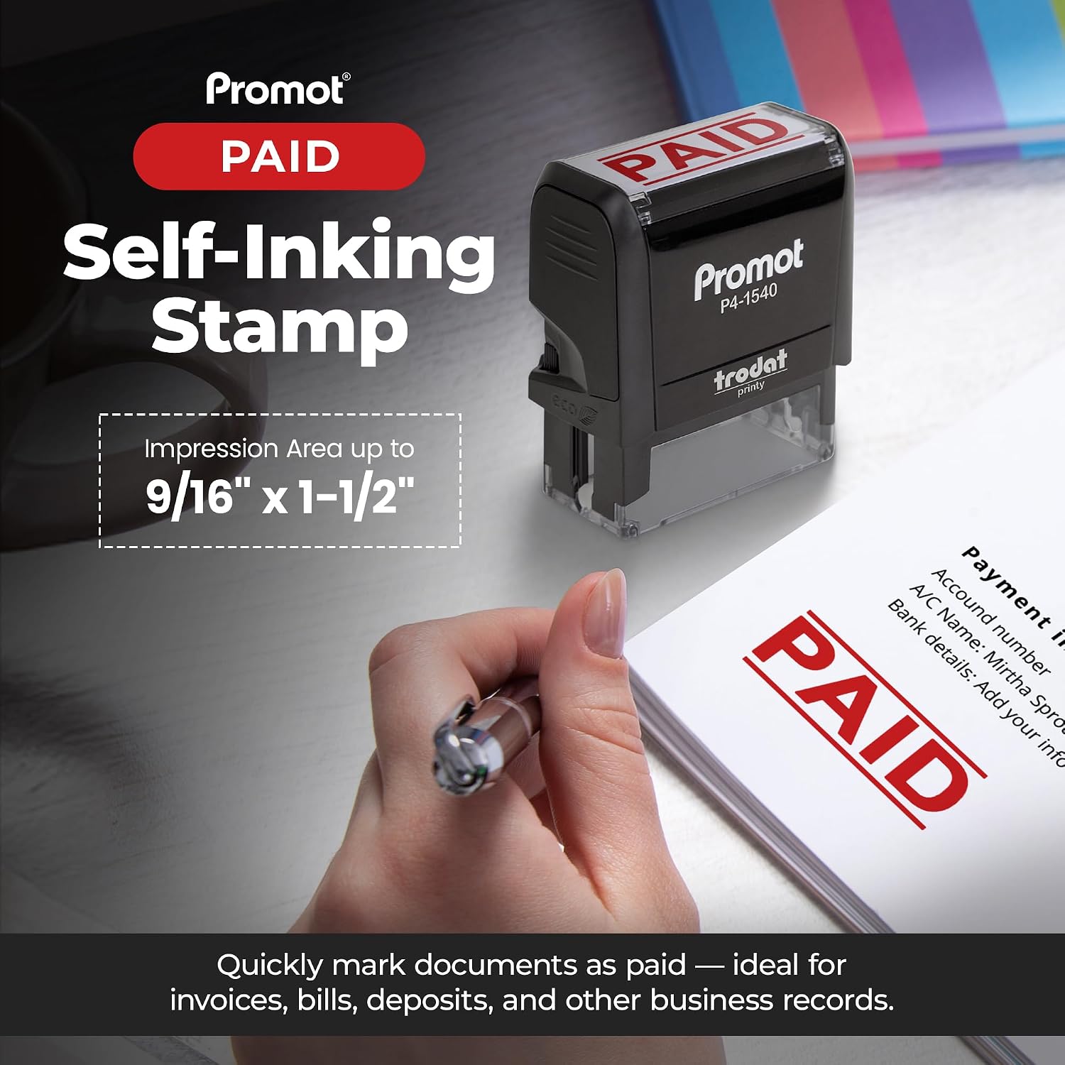 Self-Inking Paid Stamp Red Ref - Self Inking Stamp recension och pris