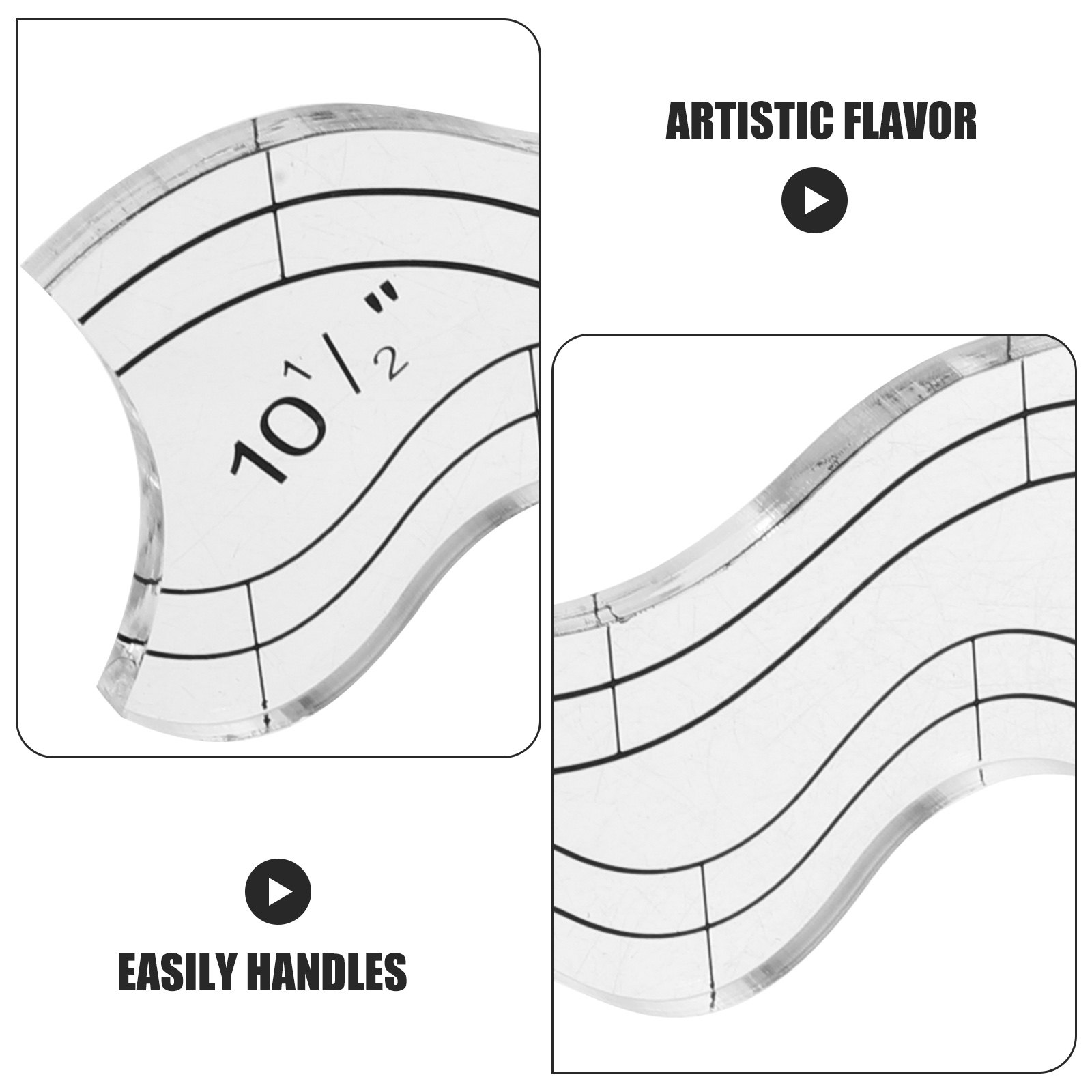 2Pcs Wavy Quilt Ruler Set Tran - Ruler Set Transparent recension och pris